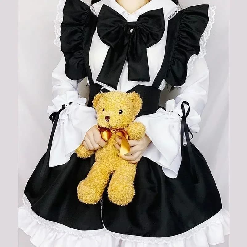 2026 Costume da cameriera Lolita per donna, cosplay sexy erotico, grazioso e kawaii, per caffetteria, nero bianco, uniforme da uomo, grembiule, vestito, grazioso fiocco, Mucama
