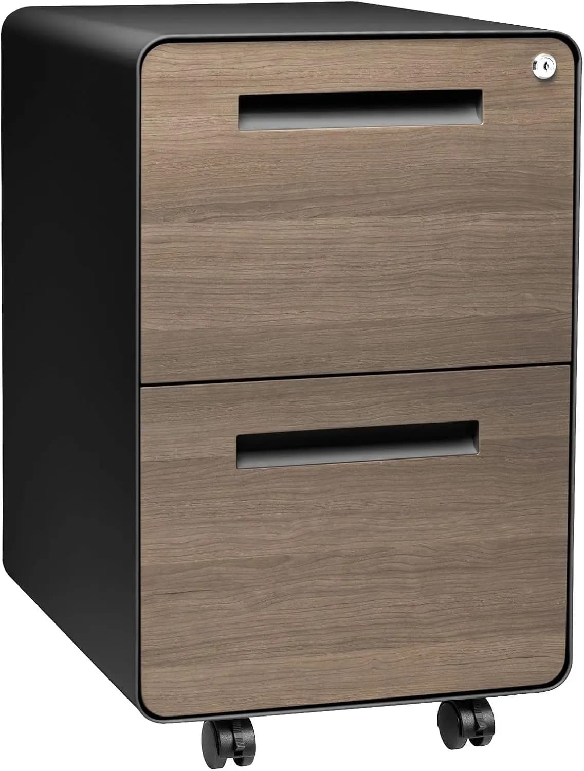 Armadietto Mobile a 2 Cassetti con Serratura - Classificatore in Metallo Sotto Scrivania, per Documenti Legali/Letter, con Ruote