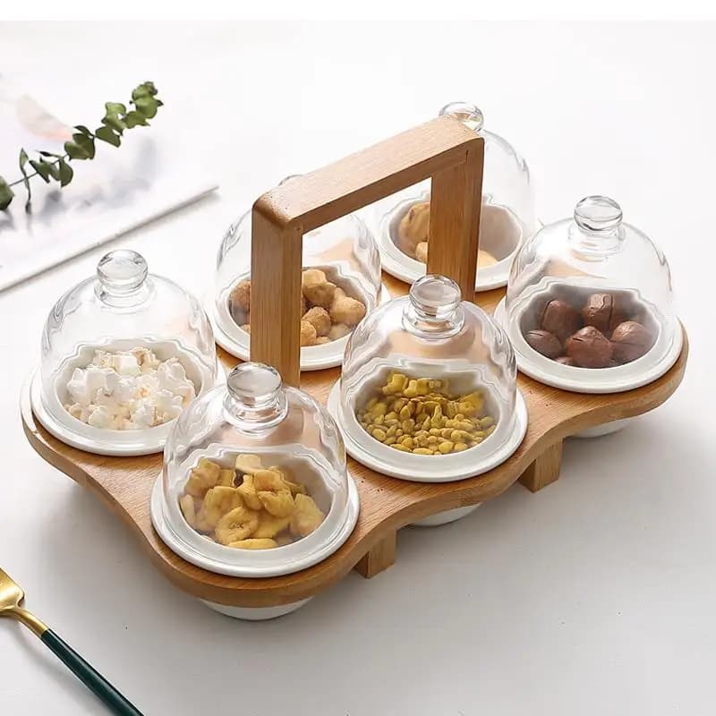 Scomparto per ciotola per piatti di frutta secca per uso domestico in ceramica in stile giapponese con stoviglie per piatti con coperchio