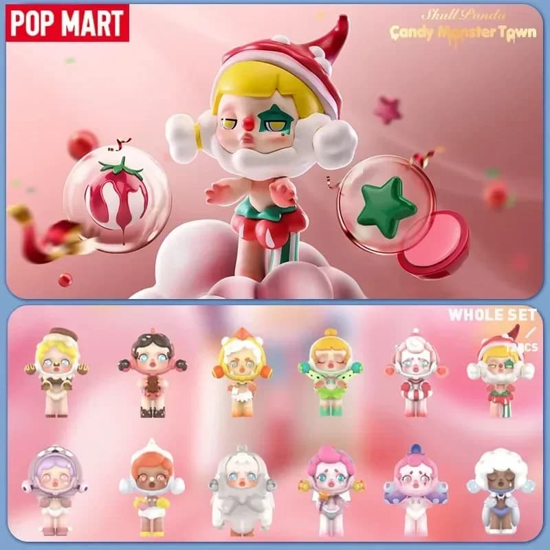 POP MART Skullpanda Candy Monster Town Mystery Box Anime PVC Action Figure da Collezione Ornamento da Scrivania Modello Originale Giocattolo