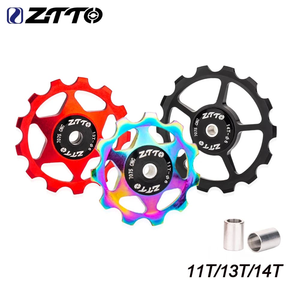 ZTTO 11T 13T 14T MTB Deragliatore posteriore per bici da strada Ruota Jockey Cuscinetto in acciaio Puleggia AL7075 Rullo guida CNC Tenditore 4mm 5mm 6mm