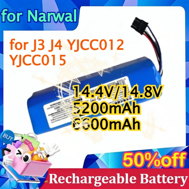 Lithium Ion Rechargeable Battery 14.4V/14.8V 5200mAh 6600mAh for Vacuum Cleaner Robot Narwal J3 Y4 YJCC012 YJCC015