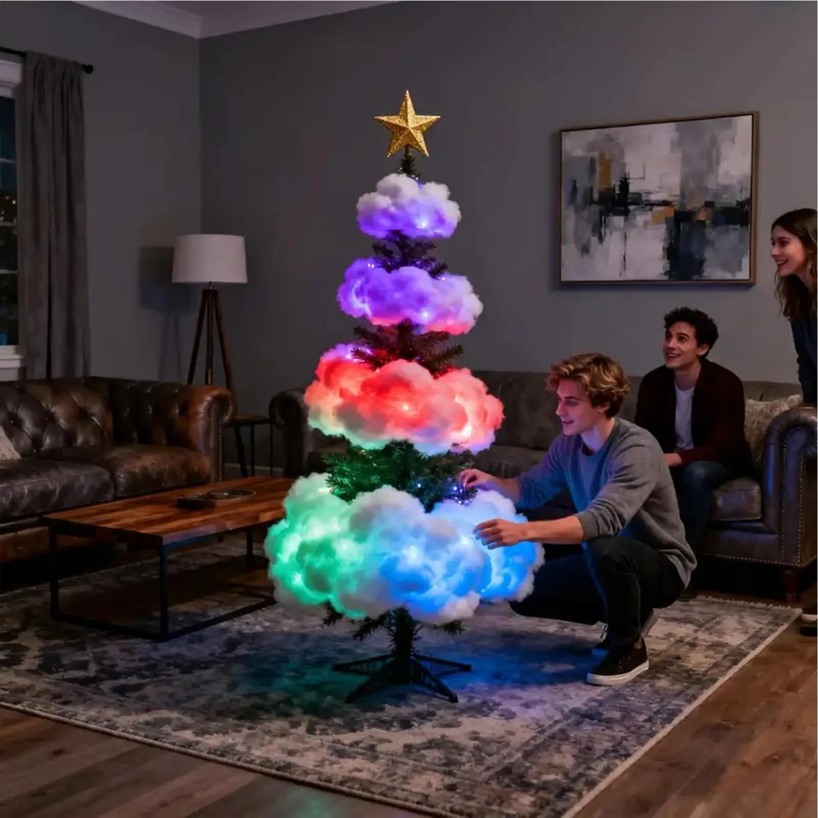 Luci per albero di Natale per interni 16,4 piedi Nuvola impermeabile Multi-Mode Luci da fata Decorazioni natalizie per soggiorno