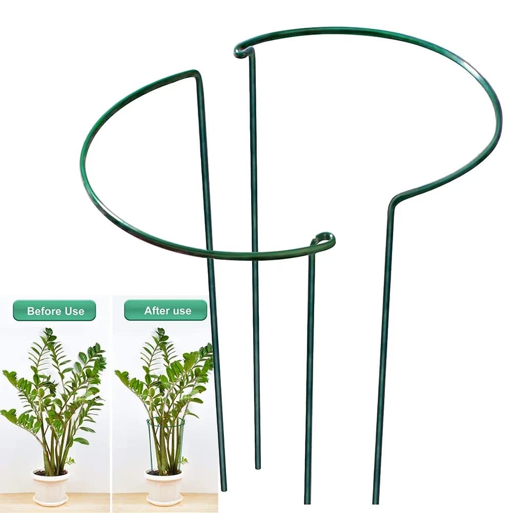 2 pezzi robusti pali di supporto per piante in metallo per bordo ad anello verde da giardino per fiori di ortensia di pomodoro all'aperto