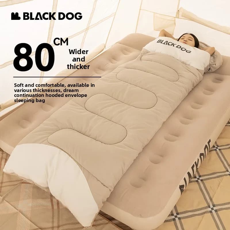 BLACKDOG large sleeping bag for adults, in cotton, light, 4 seasons, for camping, hiking, fishing, wide and comfortable
