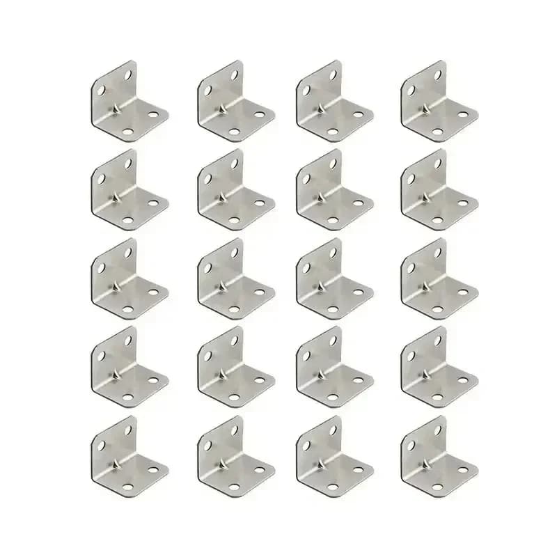 20pcs Angle Iron Board Table, Chair, Cabinet, Wardrobe Fixed Connector, 90-degree Angle Iron Plate Bracket Shelf Support Bracket