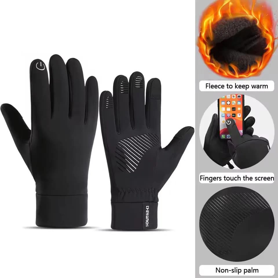 Guanti da equitazione impermeabili con dita intere per uomo Guanti da moto da esterno Touch Screen Guanti antiscivolo Accessorio invernale caldo e spesso