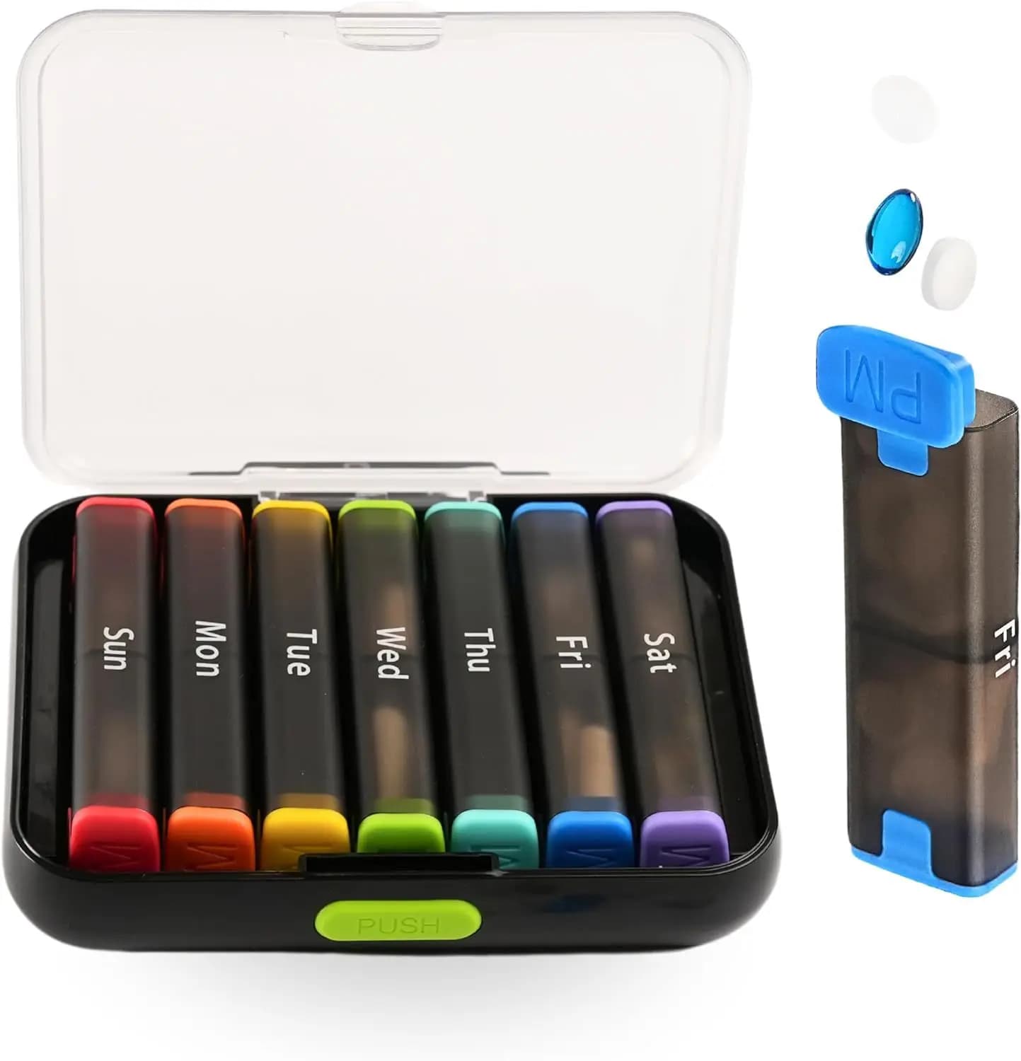 1pc Weekly Pill Organizer 2 Times A Day, Pills Box 7 Day for Easy Filling, AM PM Pill Case for Vitamins, Medication, Supplements