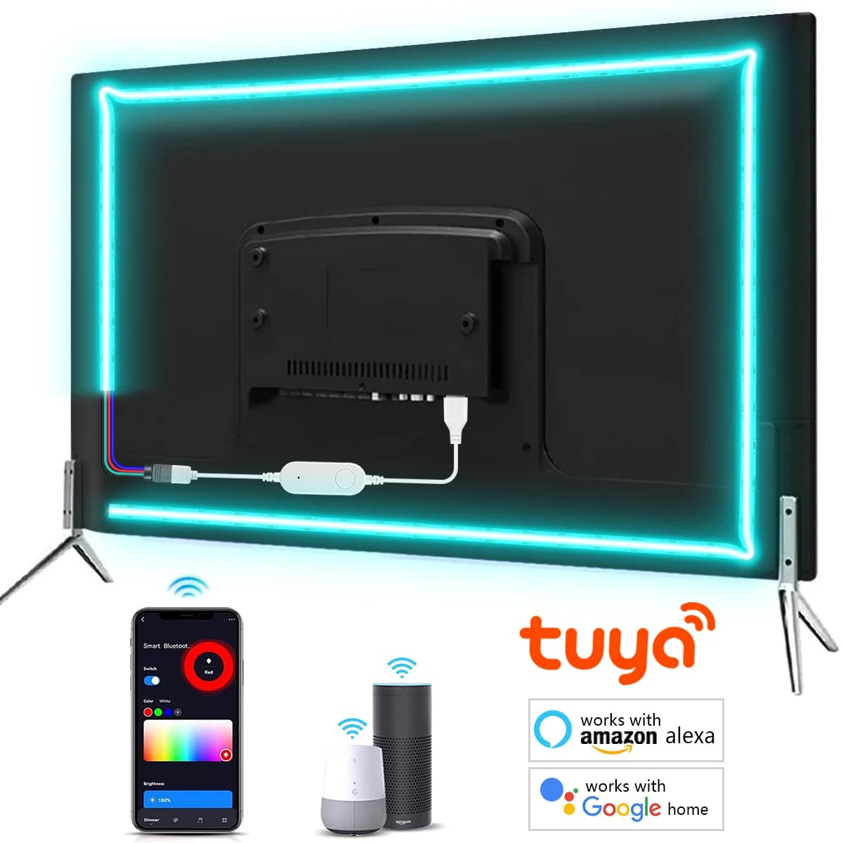 WIFI USB COB LED Strip Rgb led tape 5V DC 576LED FCOB Luci a LED decorazione per TV Indietro Flessibile Ra90 Funziona con Tuya Smart Life