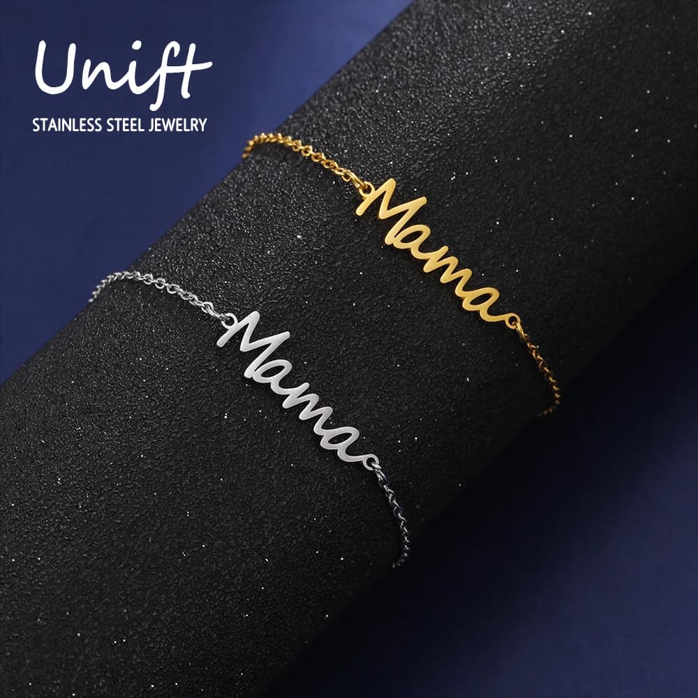 Unift Lettera Mama bracciale moda bracciali a catena in acciaio inossidabile per donna mamma figlia figlio famiglia amore gioielli regalo madre