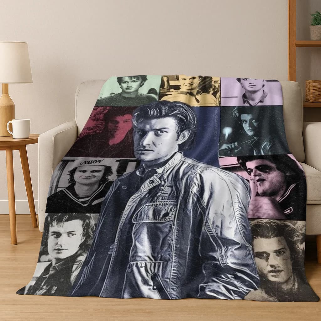26 Style Joe Keery Art Coperta di flanella, calda e accogliente coperta morbida per la casa, camera da letto, divano letto, picnic, ufficio, regalo per bambini