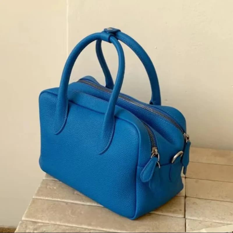 Women's Yellow Bowling Bag Spring Summer 2026, Boston PU Bag Litchi Effect, Shoulder Bag/Double Neck