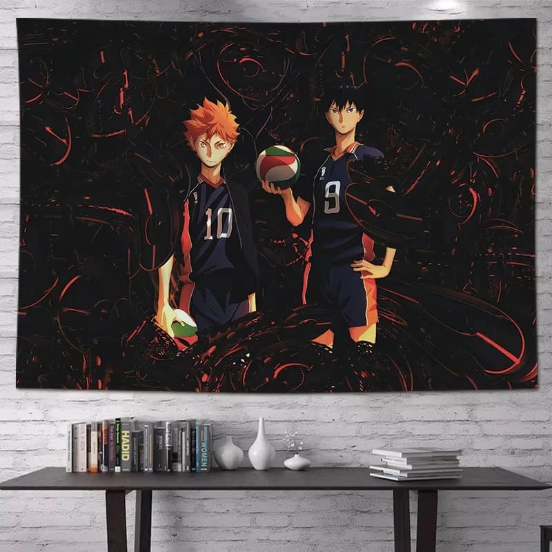 Haikyuu Pallavolo Arazzo Scena dinamica per Fan Room Decor Dorm Soggiorno Wall Art Regalo ispiratore multi-dimensione