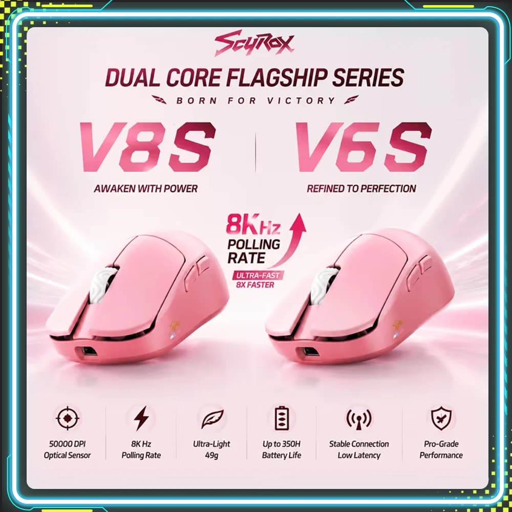 Scyrox V8s V6s Lightweight Wireless Gaming Mouse E-sports Game Mouse With Small Hand Grip Universal Wired Wireless Dual 8K Gift