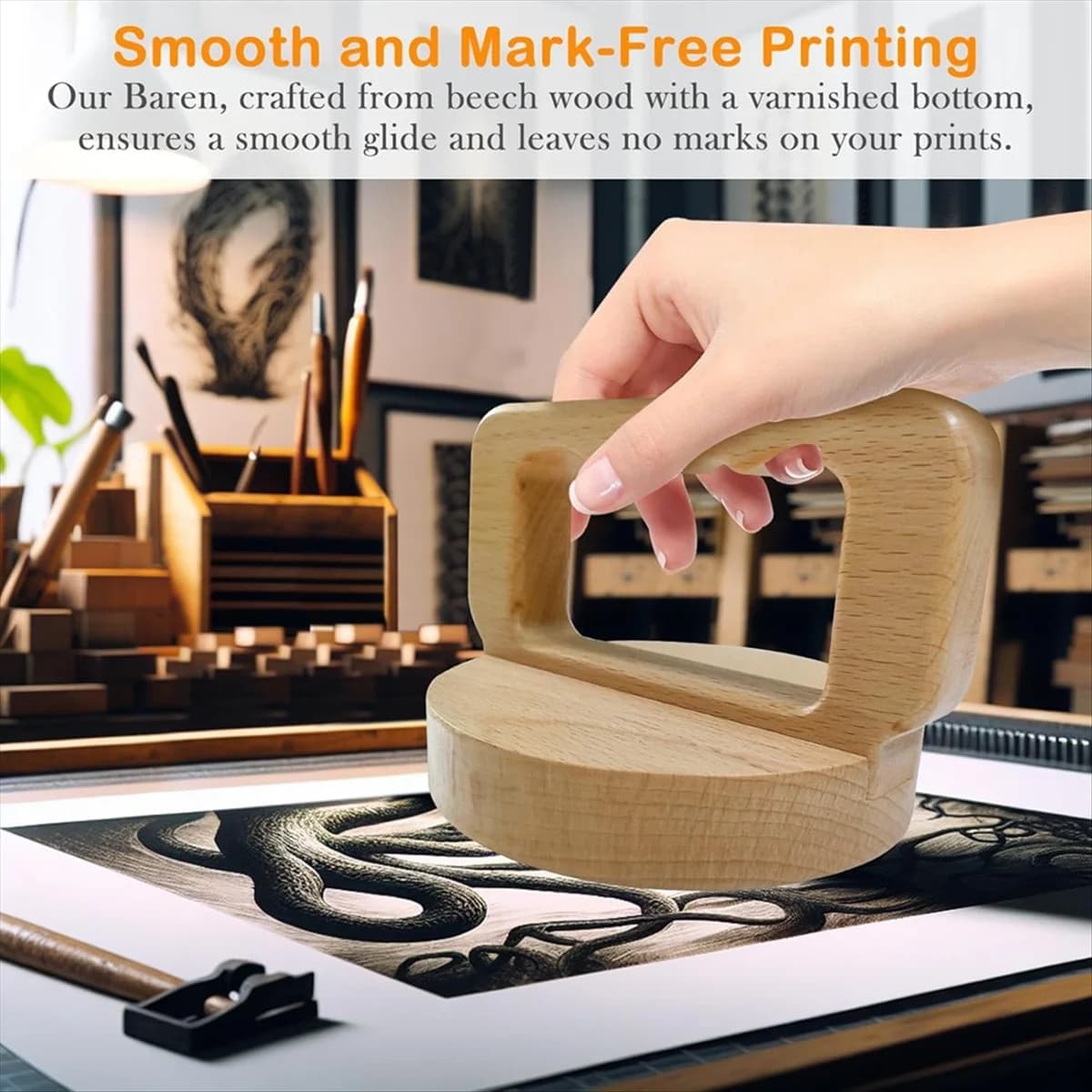 A612Z Stampa a blocchi di legno, comoda impugnatura ergonomica per stampa a blocchi, linocut, lavorazione, scrapbooking, confezione da 2