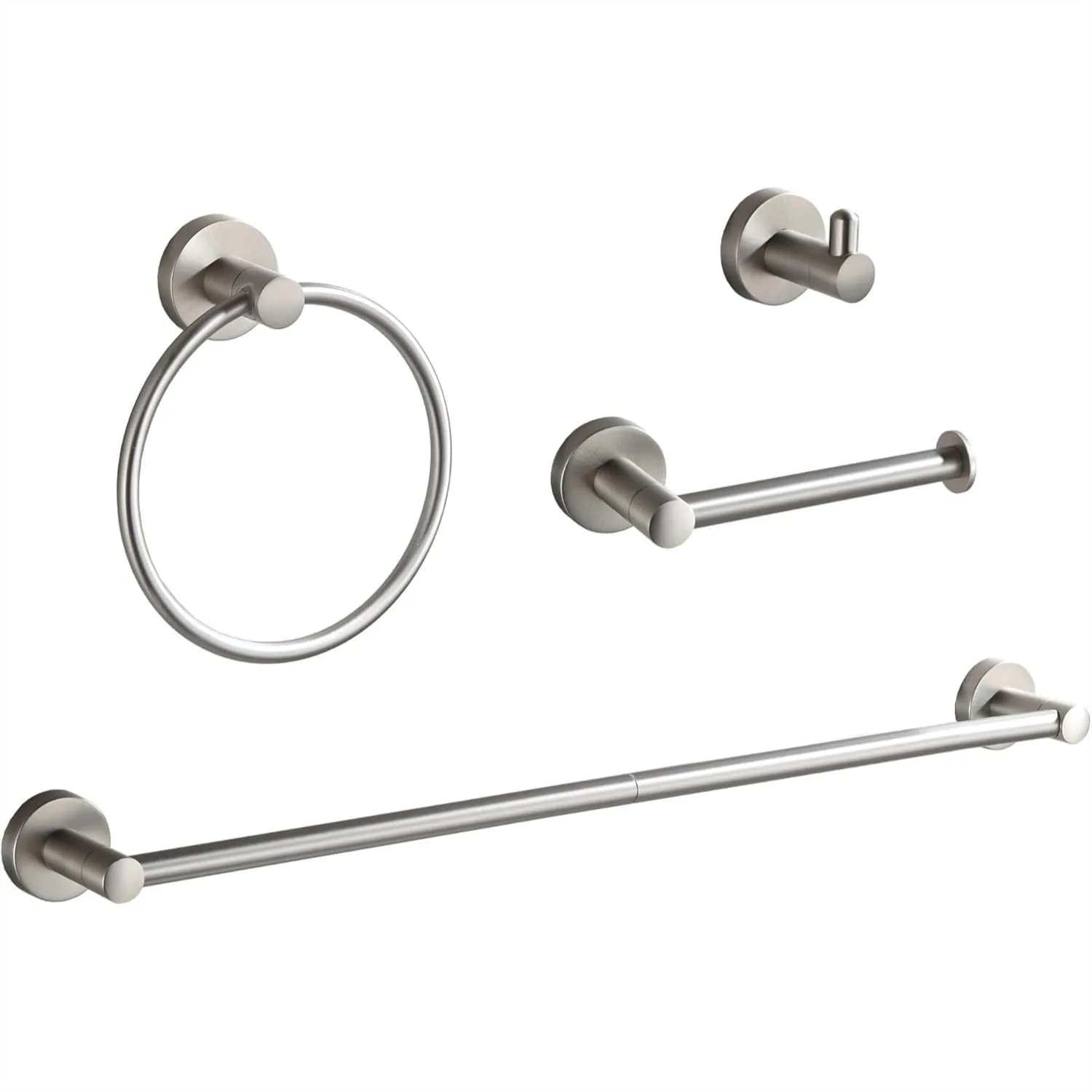 Set di accessori da bagno in 4 pezzi con portasciugamani regolabile da 24 pollici, set di accessori in nichel spazzolato