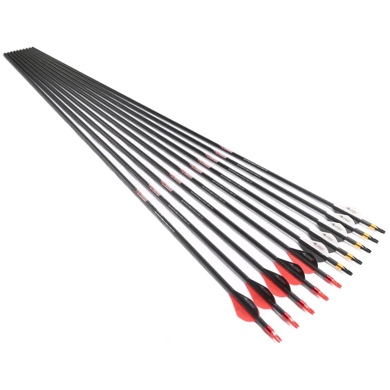 Colonna vertebrale con freccia in carbonio per tiro con l'arco, 340, 30 ", ID 6,2 mm, 30", 32 "frecce, arco ricurvo, caccia, tiro con l'arco, 6 pezzi