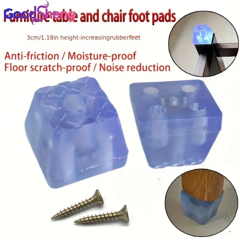 GOODSHENG Rubber Non-slip Chair Leg Caps Feet Pads Sofa Foot Covers Floor Furniture Legs Non-noise Protector Pad with Screws