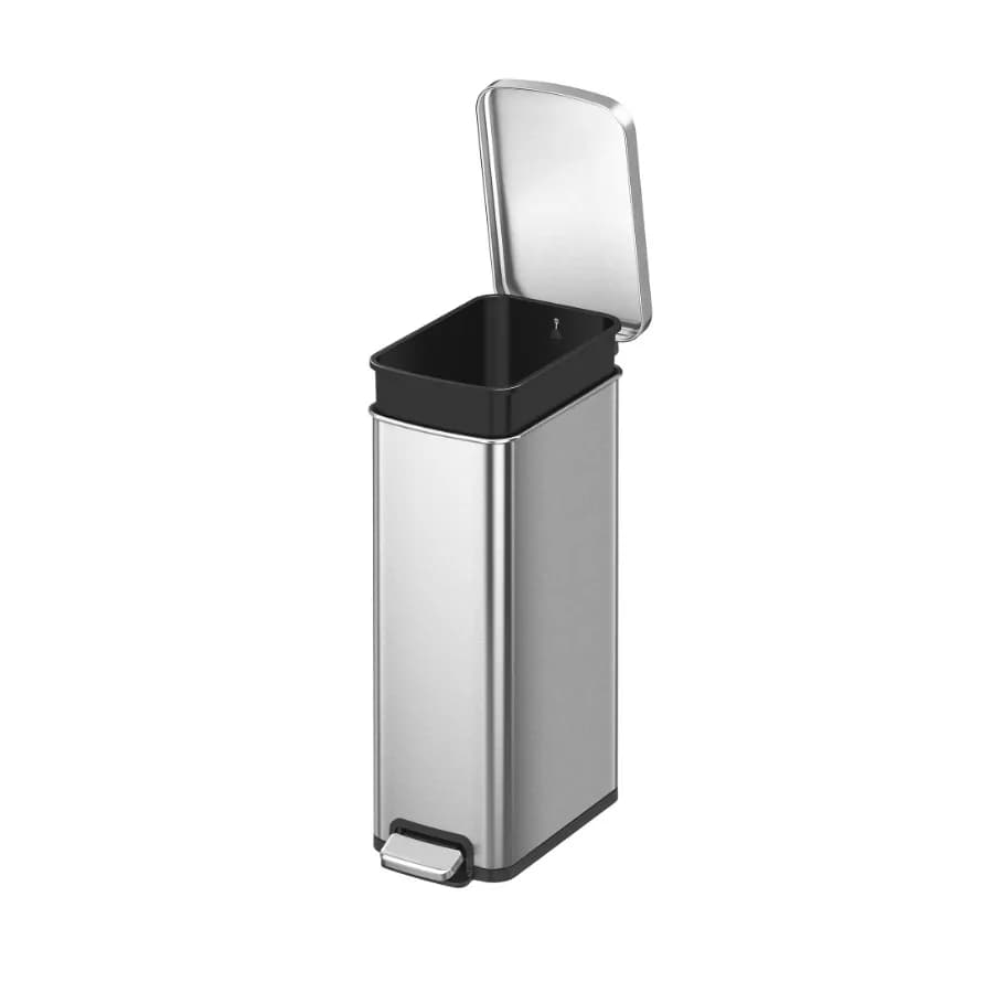 Cestino per Rifiuti da Cucina 7,9 Galloni in Acciaio Inox, Contenitore Sottile con Coperchio a Chiusura Morbida, Argento, Ideale per Spazi Cucina Compatti