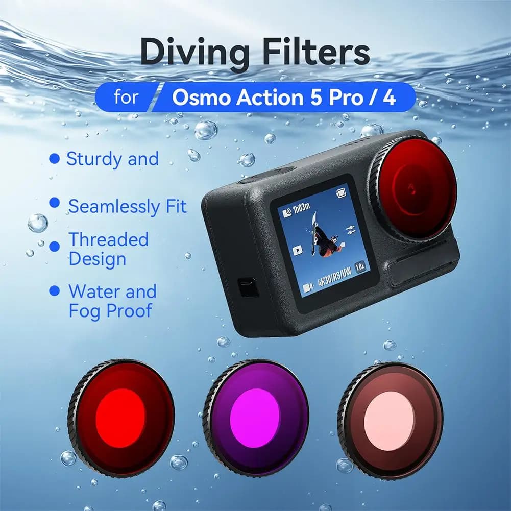 For Djl Osmo Action 5 Pro/4 Dji Waterproof Filter Protective Mirror Sports Camera Accessories for professional sports cameras