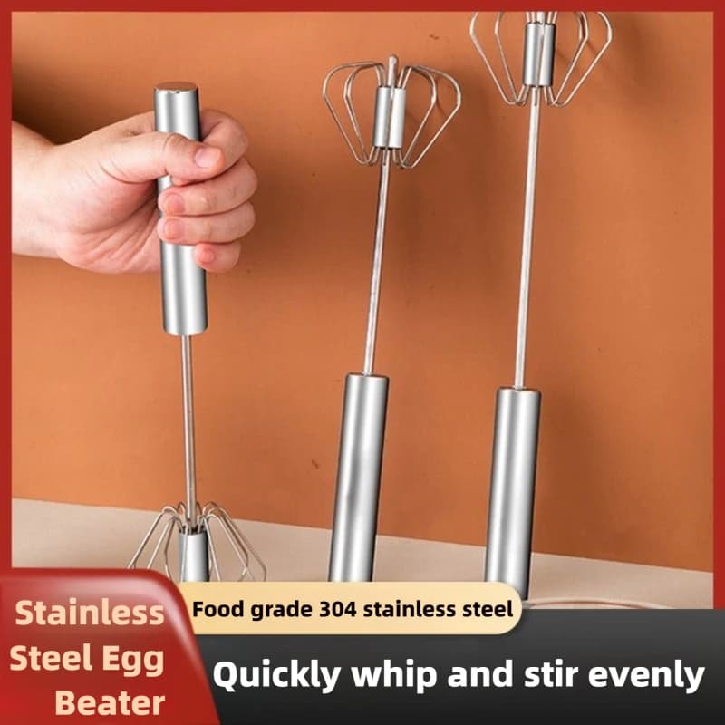 Semi Automatic Self Turning Egg Whisk Manual Hand Mixer Stainless Steel Cream Blender Kitchen Cooking Tools
