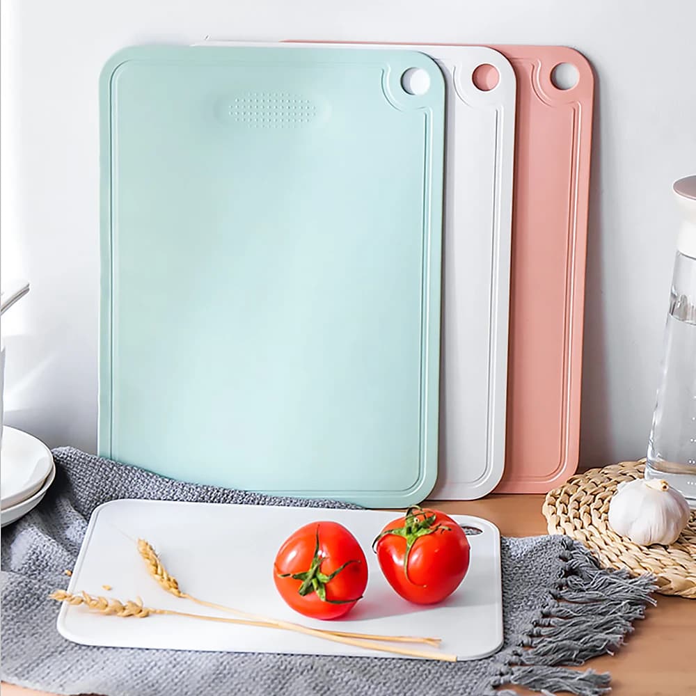Tagliere da cucina multifunzionale per tagliare verdure e carne di pesce, tagliere a due lati quadrato in plastica per uso domestico e picnic