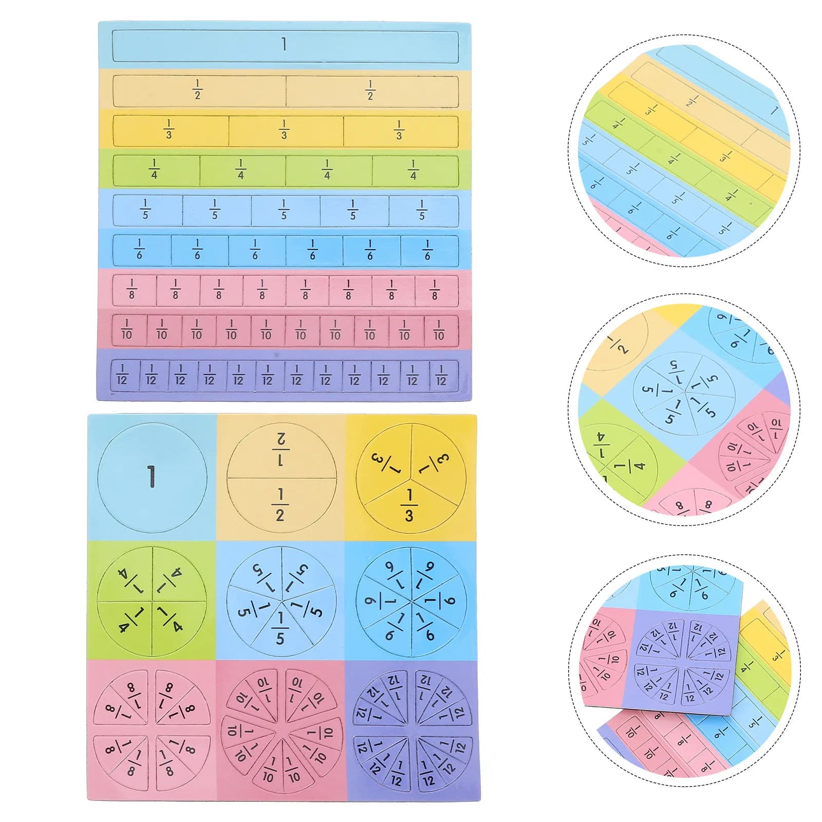 Set di Cerchi Magnetici per Frazioni, Puzzle Educativo, Strumenti Didattici per l'Apprendimento in Classe