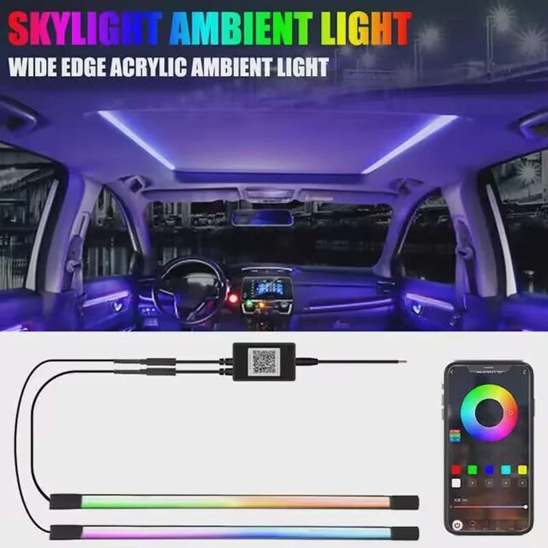 110/150cm Sunroof LED Strip Symphony Ambient Lamp RGB Car Roof Panoramic Skylight Ambient Streamer Light Neon Lighting Universal