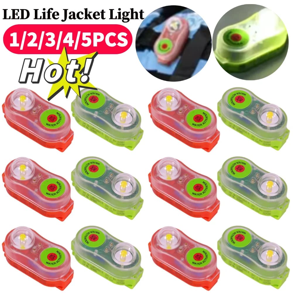 1-5 pezzi LED al litio acqua di mare luce autilluminante giubbotto di salvataggio luce plastica impermeabile salvavita lampada per adulti bambini