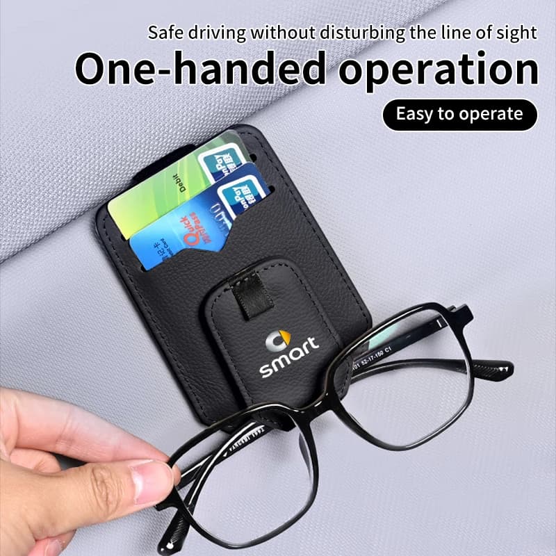 Car Visor Glasses Clip Sunglasses Case Ticket Card Holder Accessories For Smart Fortwo 451 450 453 Forfour EQ Cabrio Crossblade
