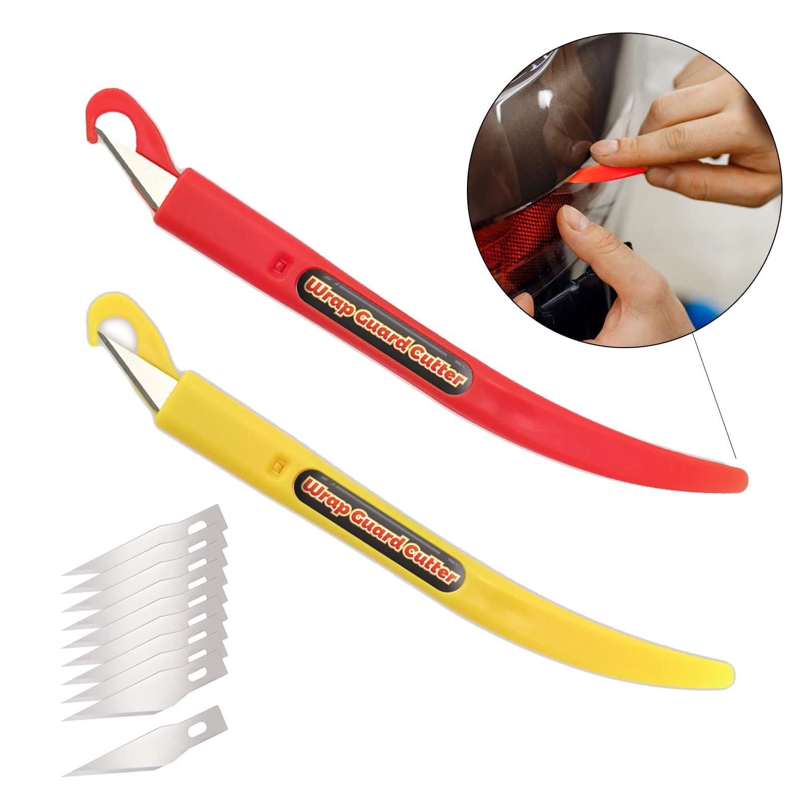 EHDIS 2 pz In Fibra di Carbonio Wrap Guard Coltello Taglierina Con 10 pz Lama Pellicola Per Auto Vinile Dettagli Seccatoio Finestra Tinta Taglio Strumento di Creazione