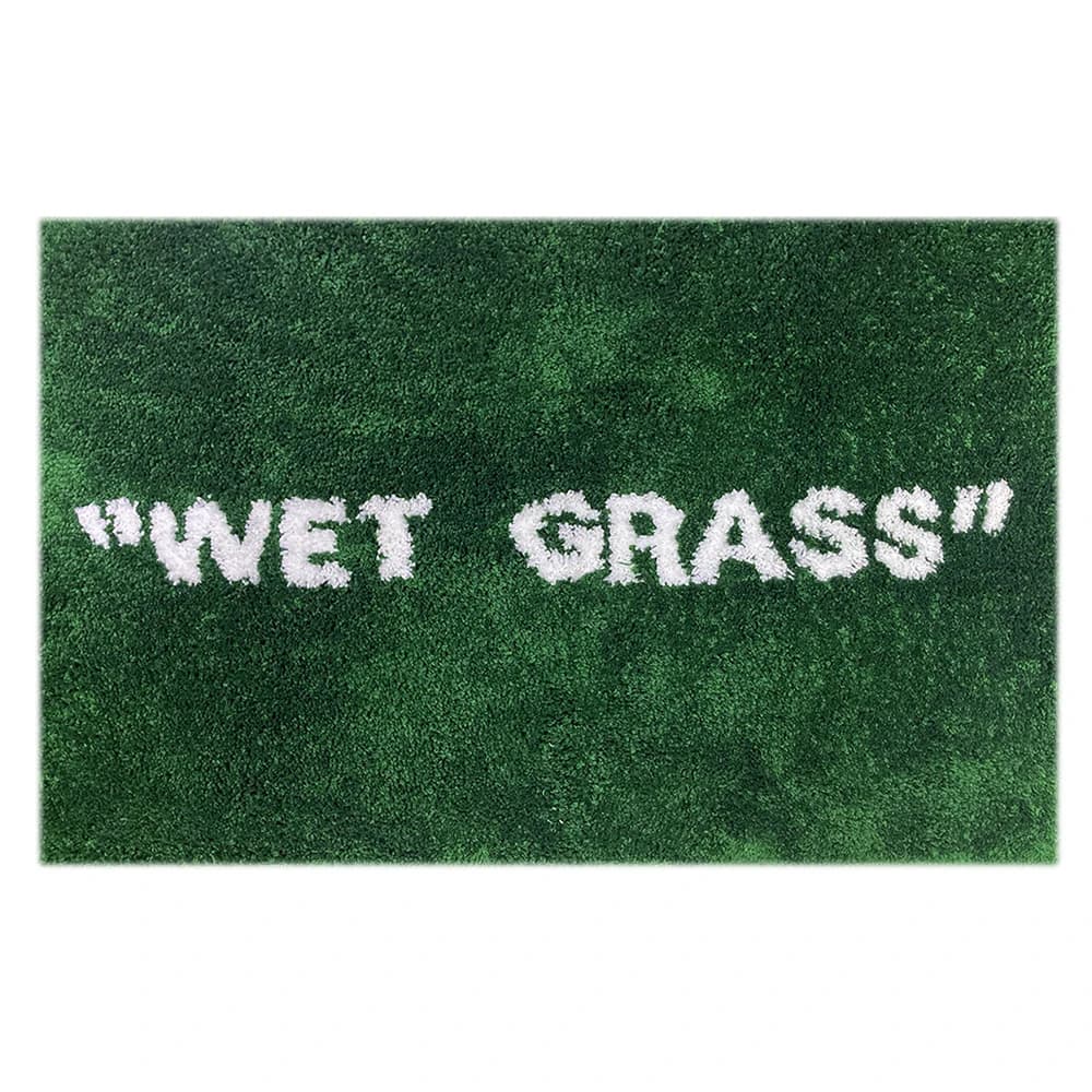 WET GRASS Rug Green Grass Classic Handmade Flocked Large Carpet Hypebeast Decor Parlor Bedroom Playroom Artistic Floor Mat