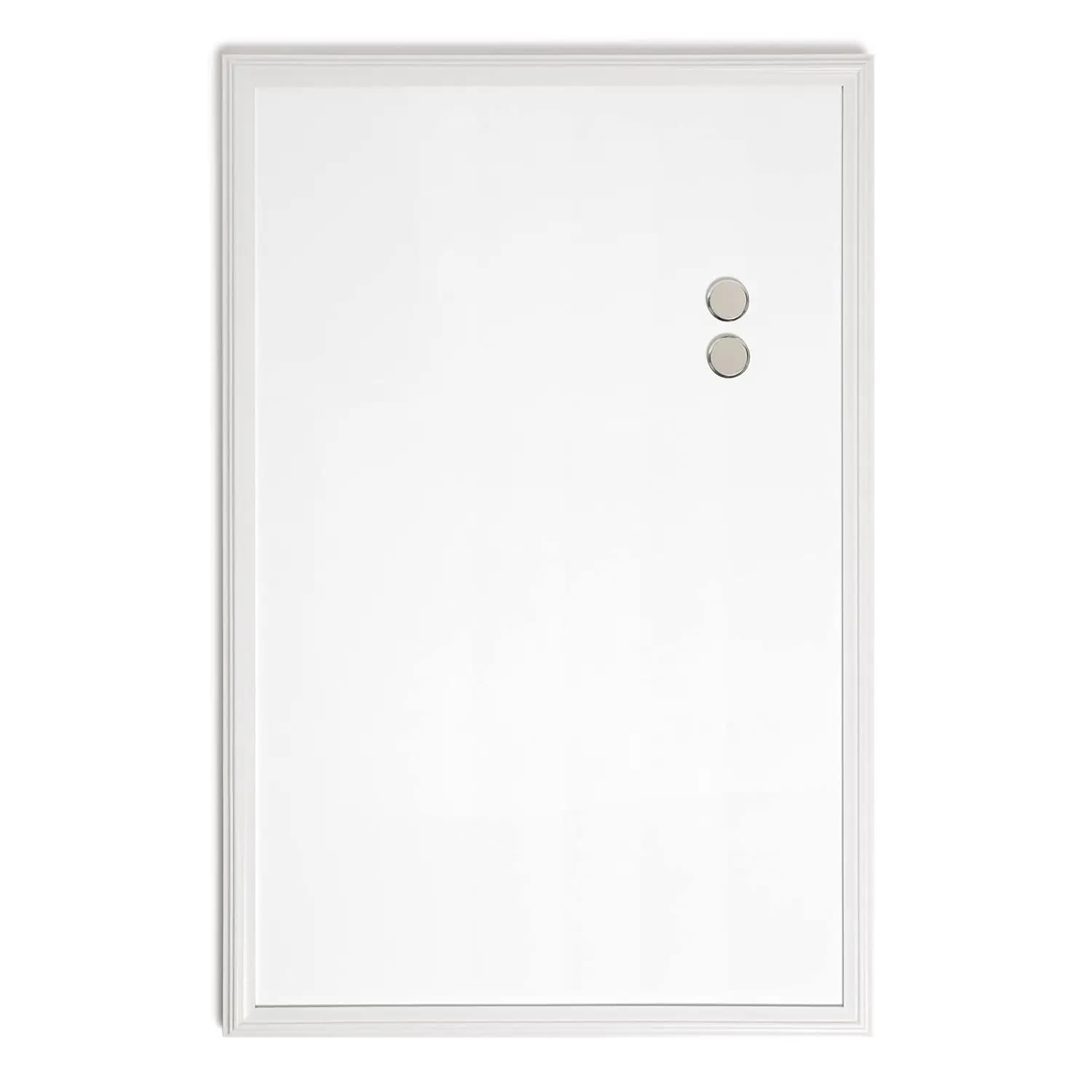 Lavagna bianca cancellabile a secco Farmhouse con cornice, materiale per ufficio, include magneti, 20" x 30"