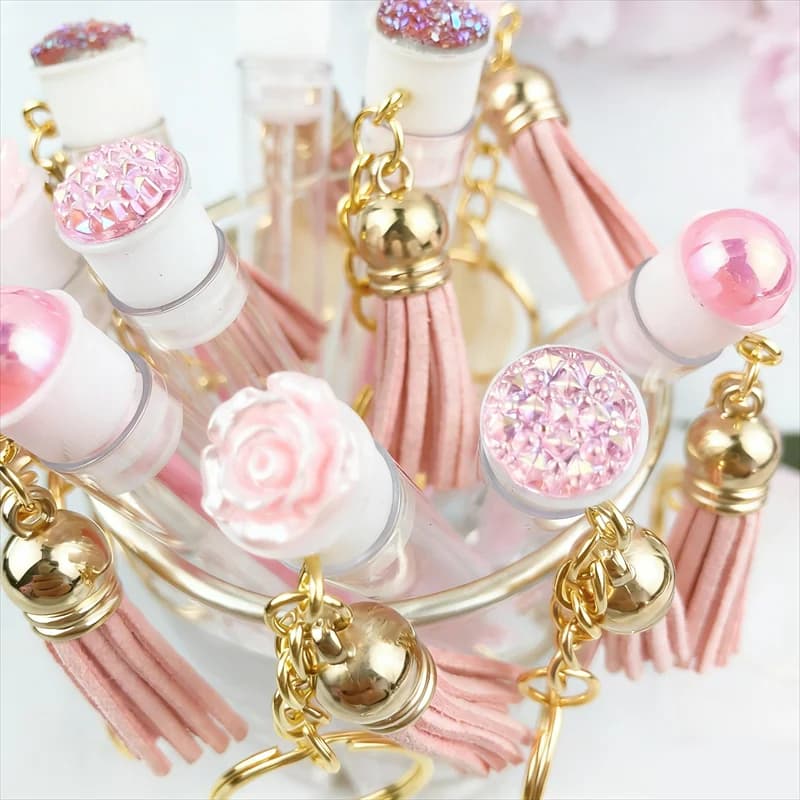 Pink Gold Eyelash Brush Tube With Keychain & Tassel Lash Extension Makeup Brush Eyebrow Comb Beauty Tool