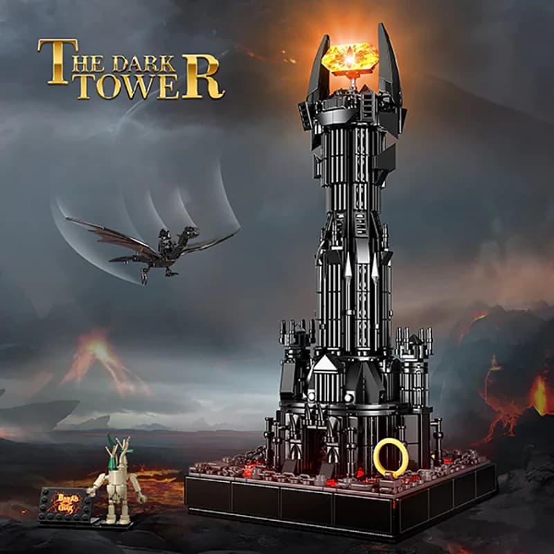 778 pezzi MOC Lorded Ring Black Devil Tower Building Block Set con luce a LED Magic Fortress Castle Bricks Giocattoli fai da te per i regali dei bambini