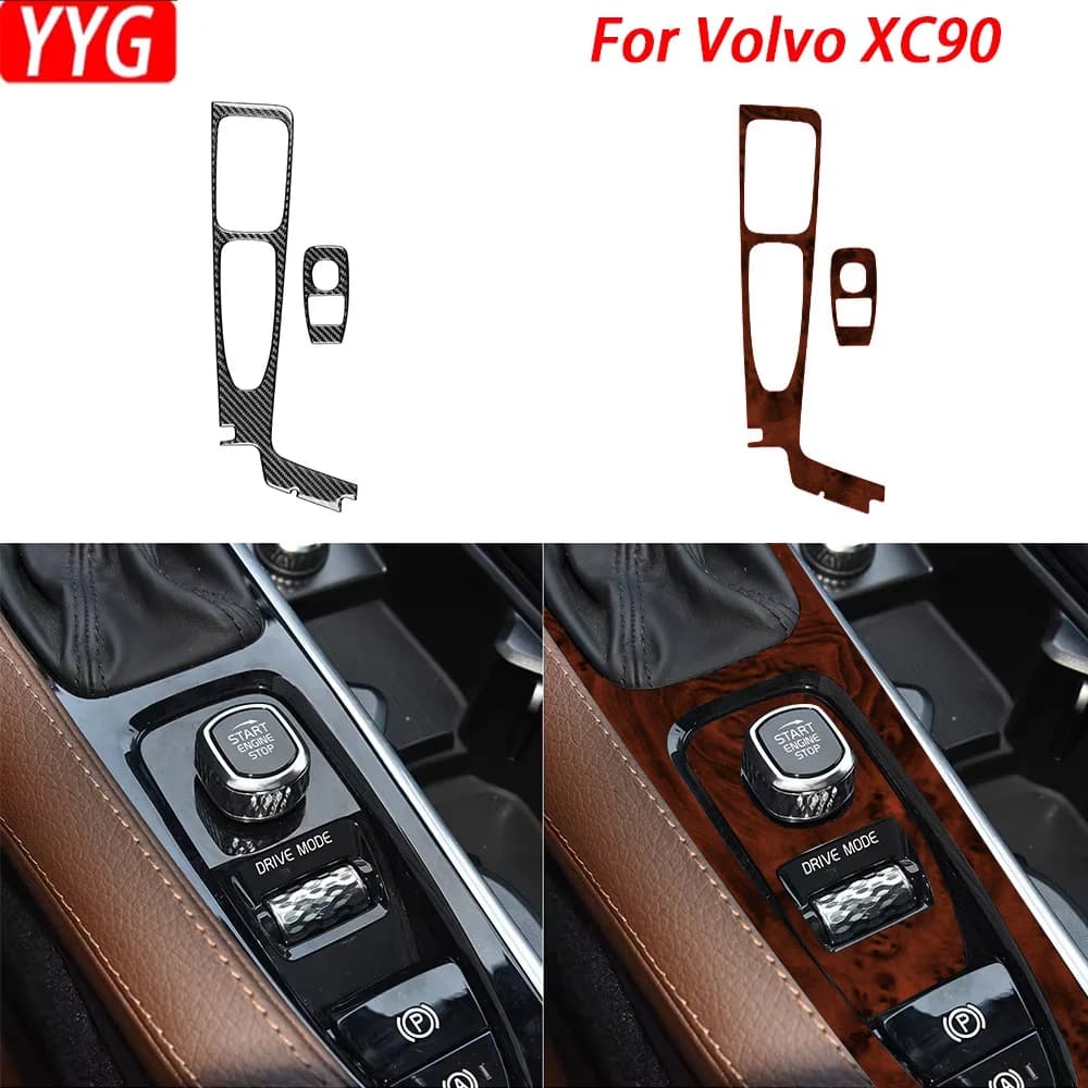 For Volvo XC90 2016—2021 Car Accessories Carbon Fiber Changing Button Decorative Panel Interior Cover Trim Wall decal Edit