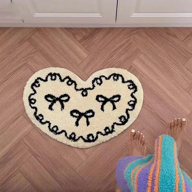 Korean heart-shaped carpet for bathroom, absorbent, non-slip, for dressing room, fresh, imitation cashmere, headboard