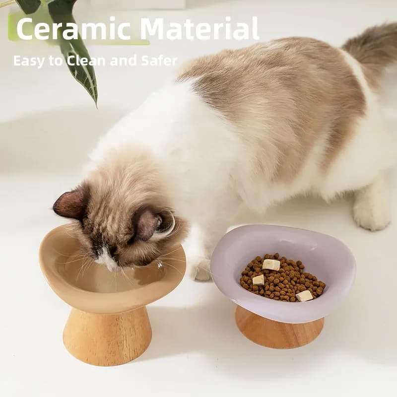 Ciotola per Animali Domestici in Ceramica Staccabile con Gambe Alte e Bordo Obliquo, Protezione Collo, Anti-Ribaltamento, per Cibo e Acqua, per Cani L...