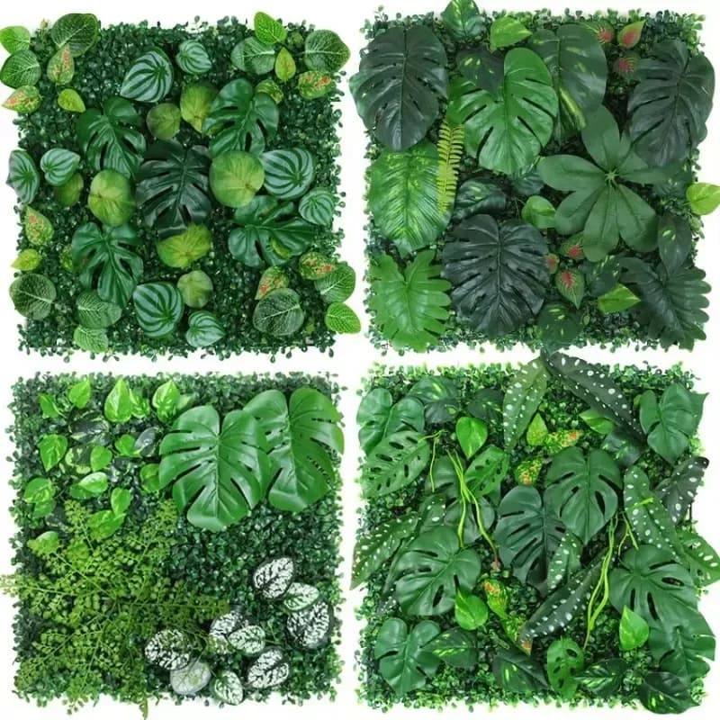 50x50 cm 3d Artificial Plant Outdoor Plastic Panel Green Meadow Decorations For House Background Garden Grass Wall Flower Wall