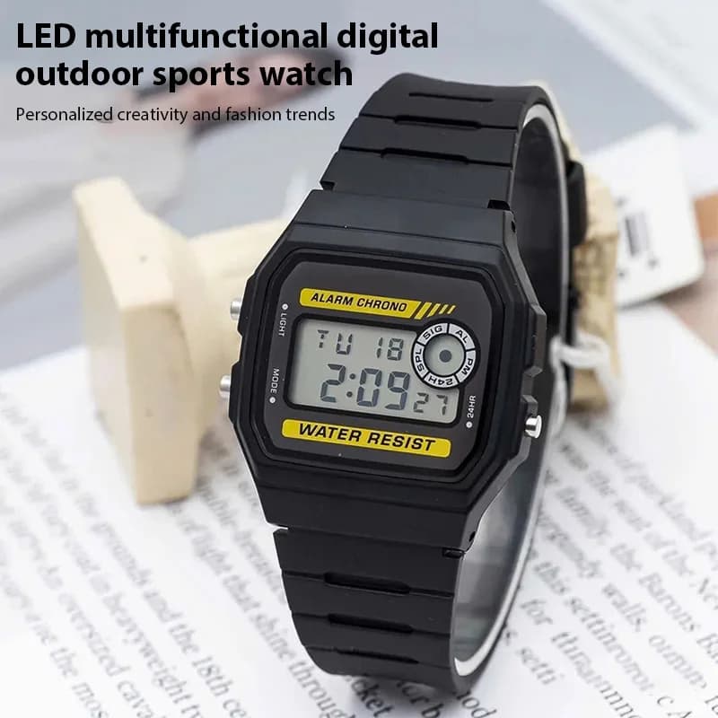 Fashion Simple Sport Electronic Watch Waterproof PU Strap LED Multifunctional Digital Outdoor Sports Watch Gift for Women/Men