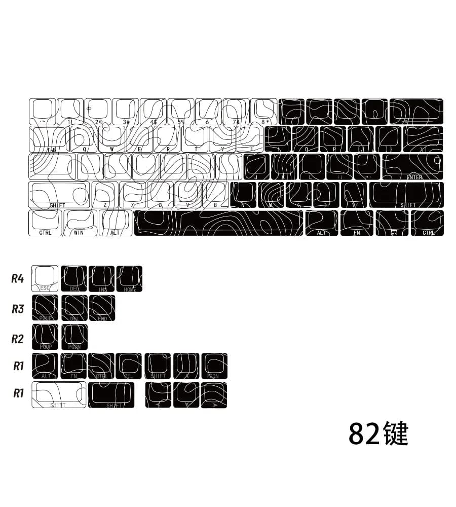 Keycap Original factory height adaptable magnetic axis mechanical keyboard thermal sublimation PBT contour line side engraved