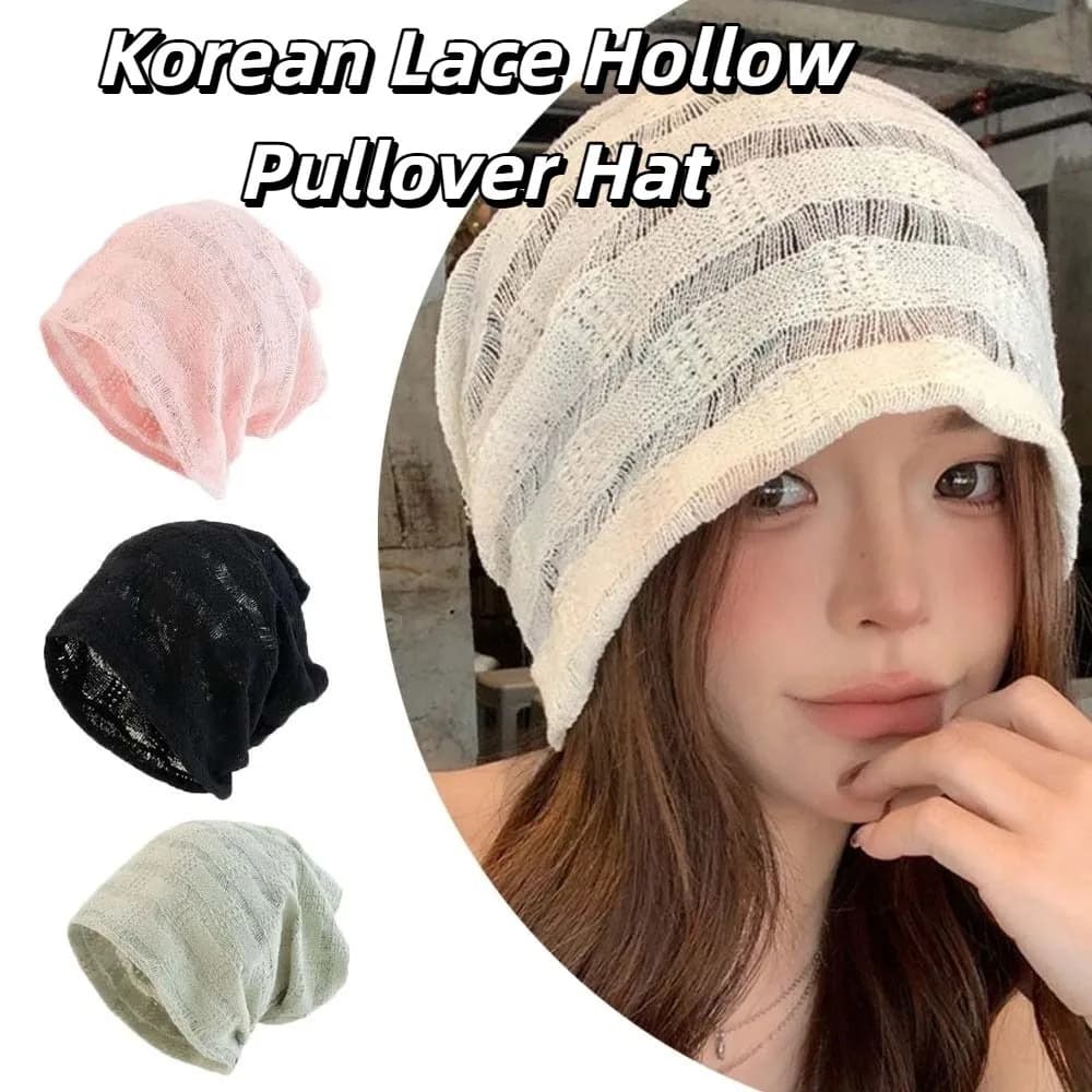 Cute Hollow Hollow Pullover Hat Sweet Thin Knitted Hat Korean Style Breathable Beanies Hat Spring and Summer