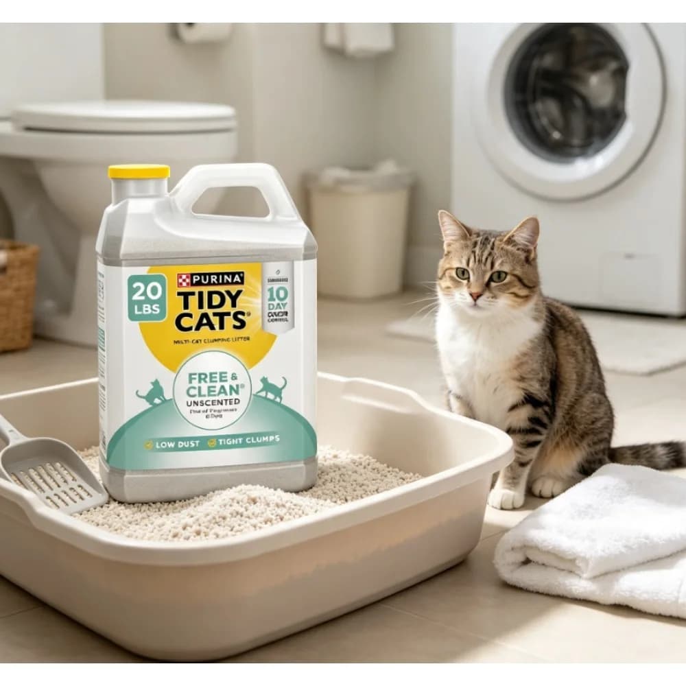 Purina Tidy Cats Free and Clean Clumping Cat Litter, Unscented, 20 lb Jug