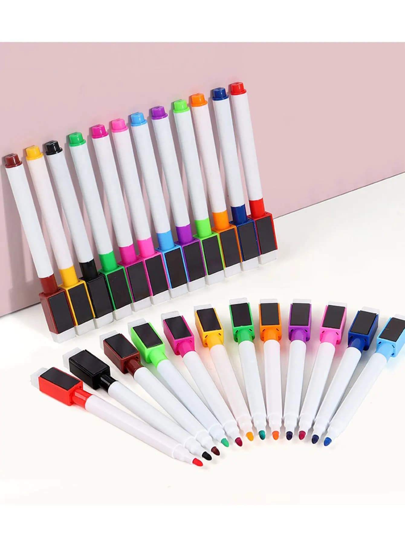 Set di 8 Pennarelli Magnetici per Lavagna a Secco con Punta a Proiettile e Pennelli, 11,3 cm, Formato Piccolo