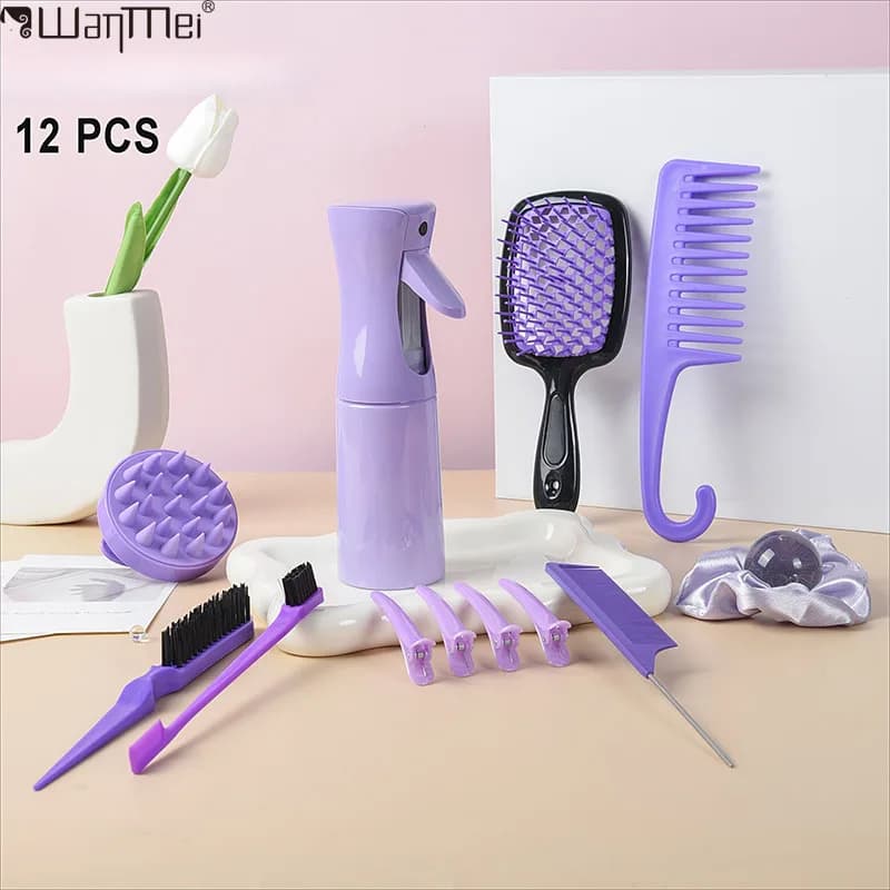 Set styling pettine per capelli WANMEI, pettine a coda appuntita, spazzola per bordi, spazzola per shampoo, annaffiatoio ad alta pressione, forcina per capelli, fascia per capelli