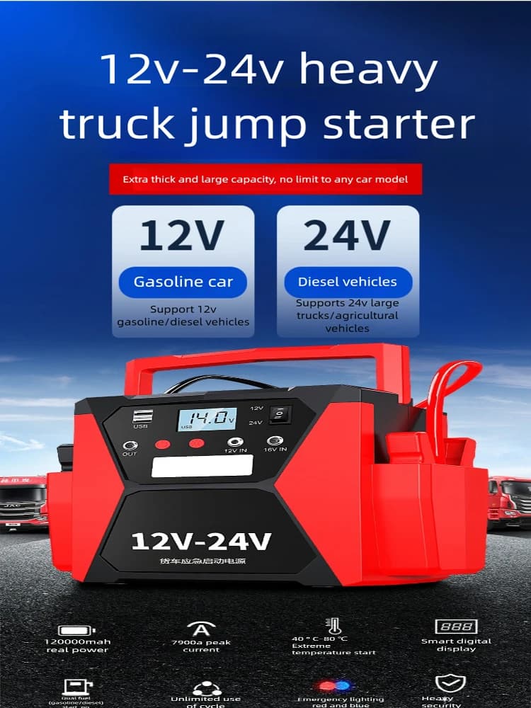 Avviatore di Emergenza per Auto 24V 12V 6000A 10098000mAh Picco Dispositivo Portatile per Avviamento Batteria Auto e Camion Batteria Esterna