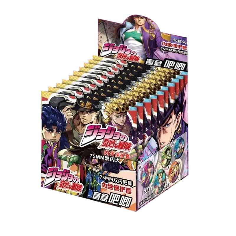 JoJo's Bizarre Adventure 75mm Holographic Badge Blind Box Kujo Jotaro Giorno Tin Brooch Pins Fans Collectible Gift