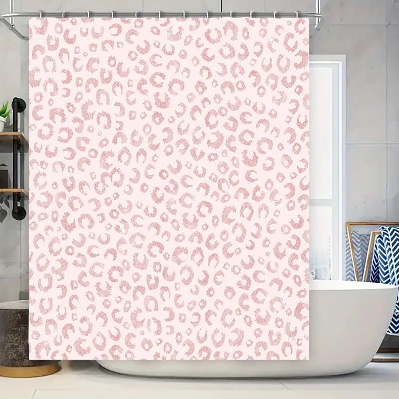 Delizioso tempo di bagnetto con questa tenda da doccia con stampa leopardata rosa