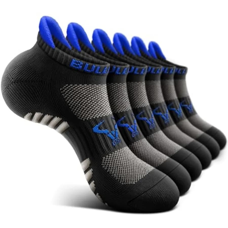 BULLIANT Men Running Socks, Active Ankle Socks No Show For Men With Cushioned Footbed Arch Support Breathable Wicking