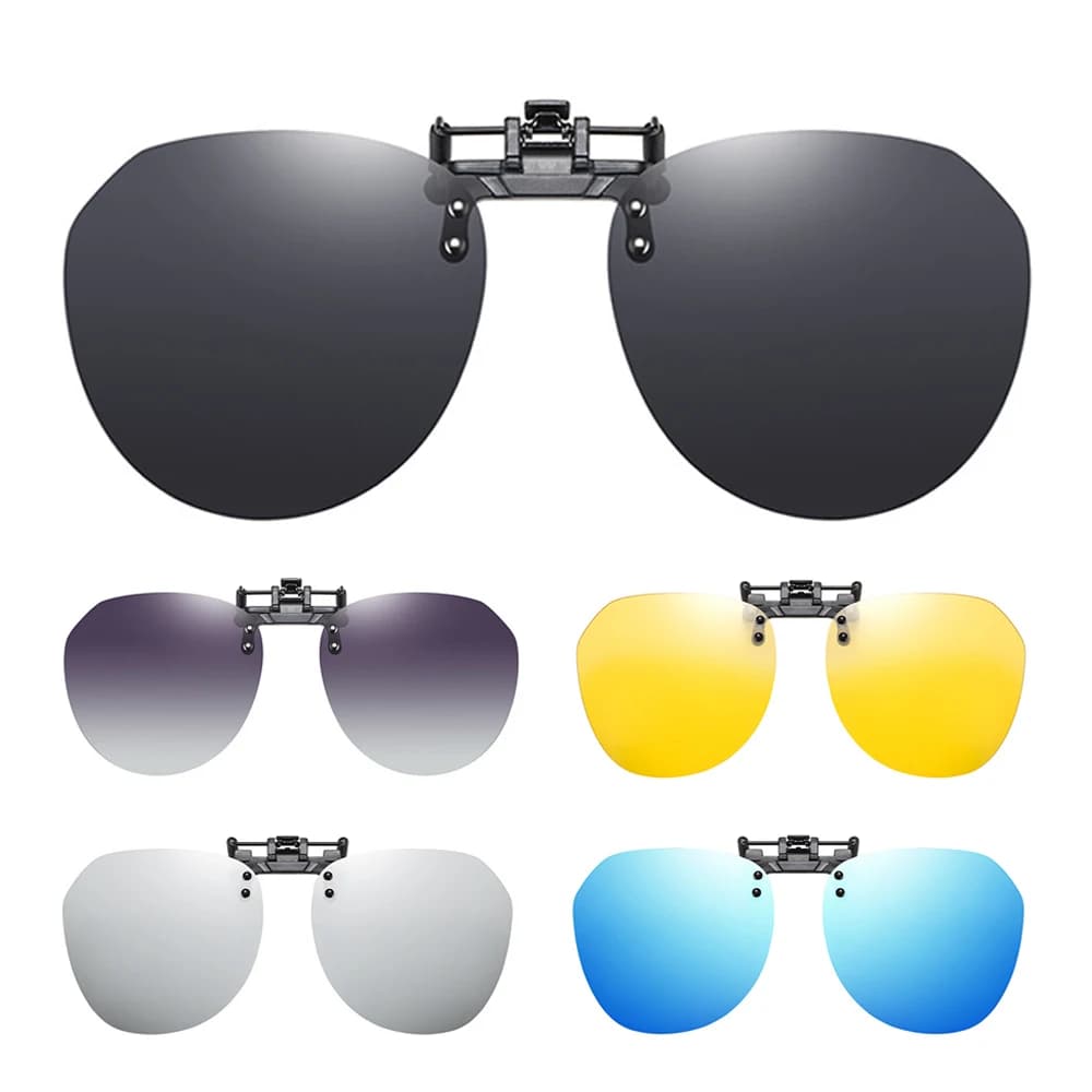 VIVIBEE Occhiali da sole oversize con clip ribaltabile, lenti polarizzate sfumate grigie, montatura grande, UV400, antiabbagliamento, per guida e pesca
